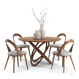 Norhor bergen round table walnut chair